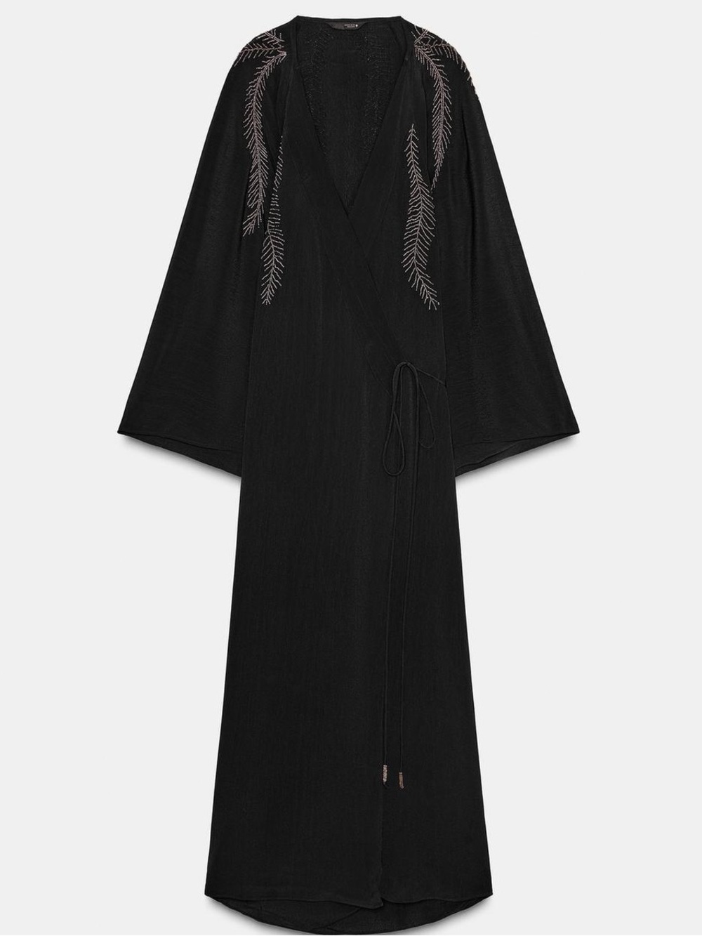 ZARA Wrap Kimono Dress with embroidery & beaded details- Zw S NWT